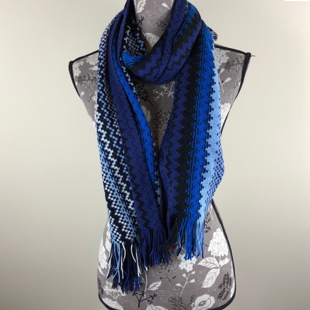 Missoni Multicolor Wool Knit Fringe Scarf